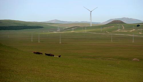 這是內蒙古自治區通遼市境內的阿日昆都冷風電場(9月2日攝)。新華社記者 張領 攝
